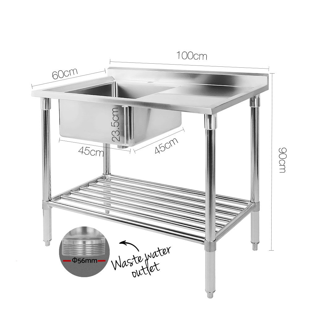 Cefito 100x60cm Stainless Steel Sink Bench Kitchen 304-1