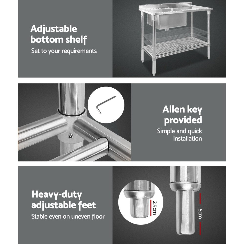 Cefito 100x60cm Stainless Steel Sink Bench Kitchen 304-5