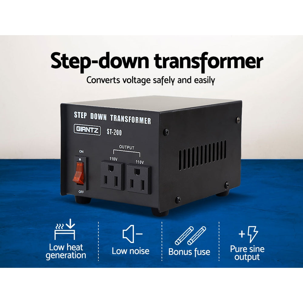 Giantz Step Down Transformer 200W 240V TO 110V Stepdown Voltage Converter AU-US-2