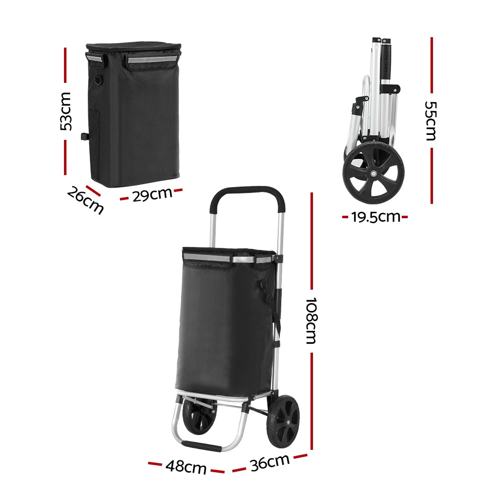 Emajin Foldable Shopping Cart Trolley Grocery Storage Portable Aluminum 45KG-1