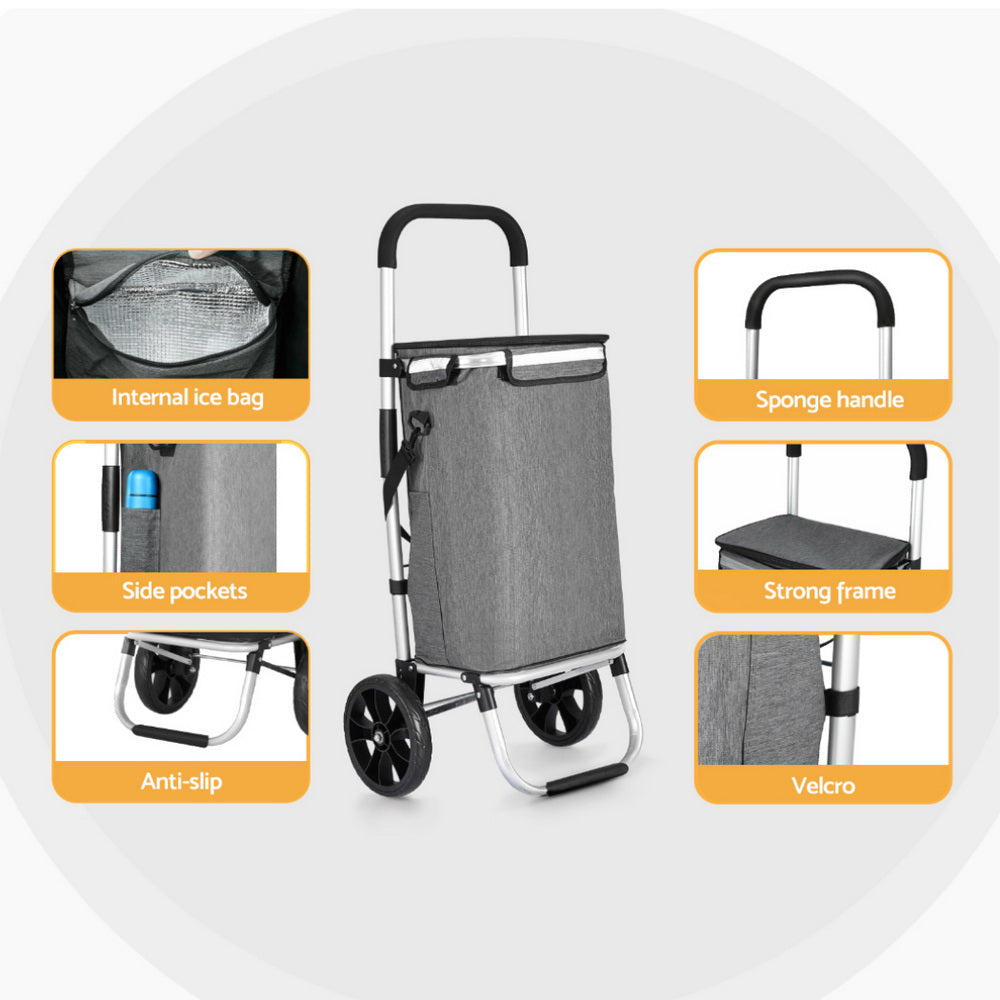 Emajin Shopping Trolley Cart 45KG Foldable Grey-5