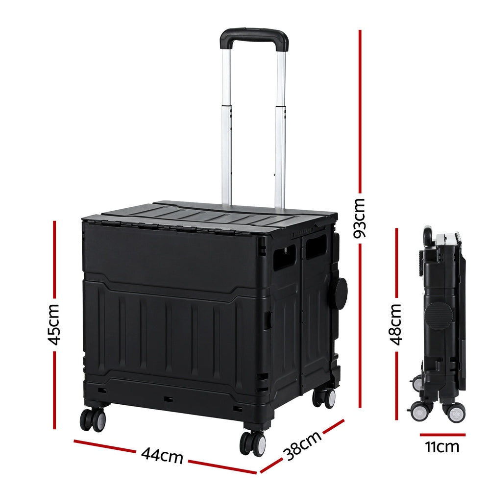 Emajin Shopping Trolley Cart 75L Foldable Black-1