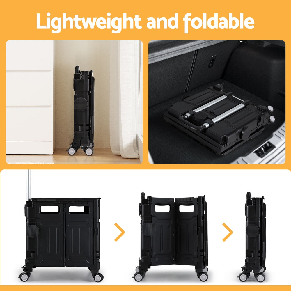 Emajin Shopping Trolley Cart 75L Foldable Black-4