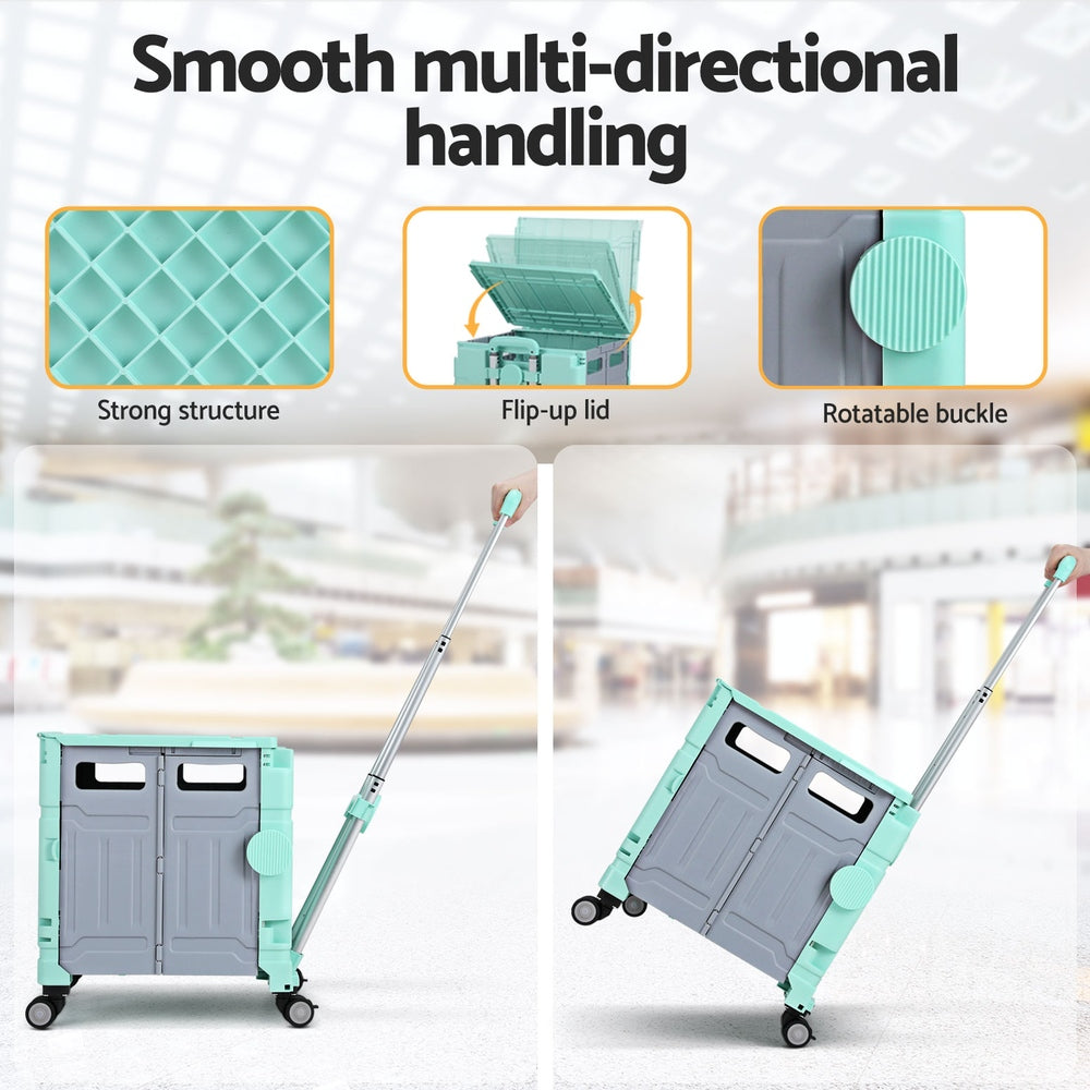 Emajin Shopping Trolley Cart 75L Foldable Green-3