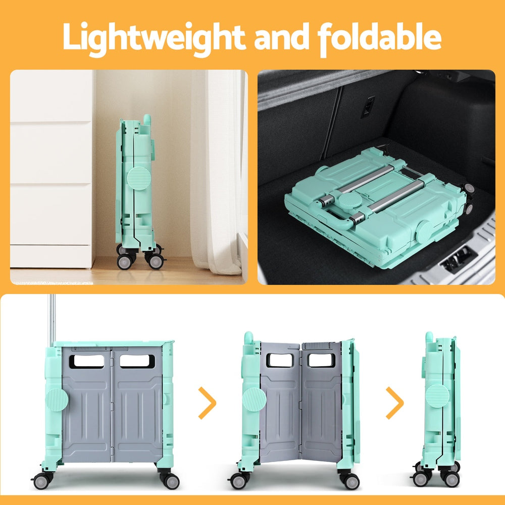 Emajin Shopping Trolley Cart 75L Foldable Green-4