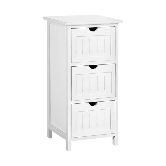 Artiss Bedside Table Bathroom Storage Cabinet 3 Drawers White-0