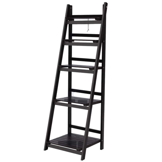 Artiss Bookshelf Corner Shelf 5 Tiers - ZANE Coffee-0