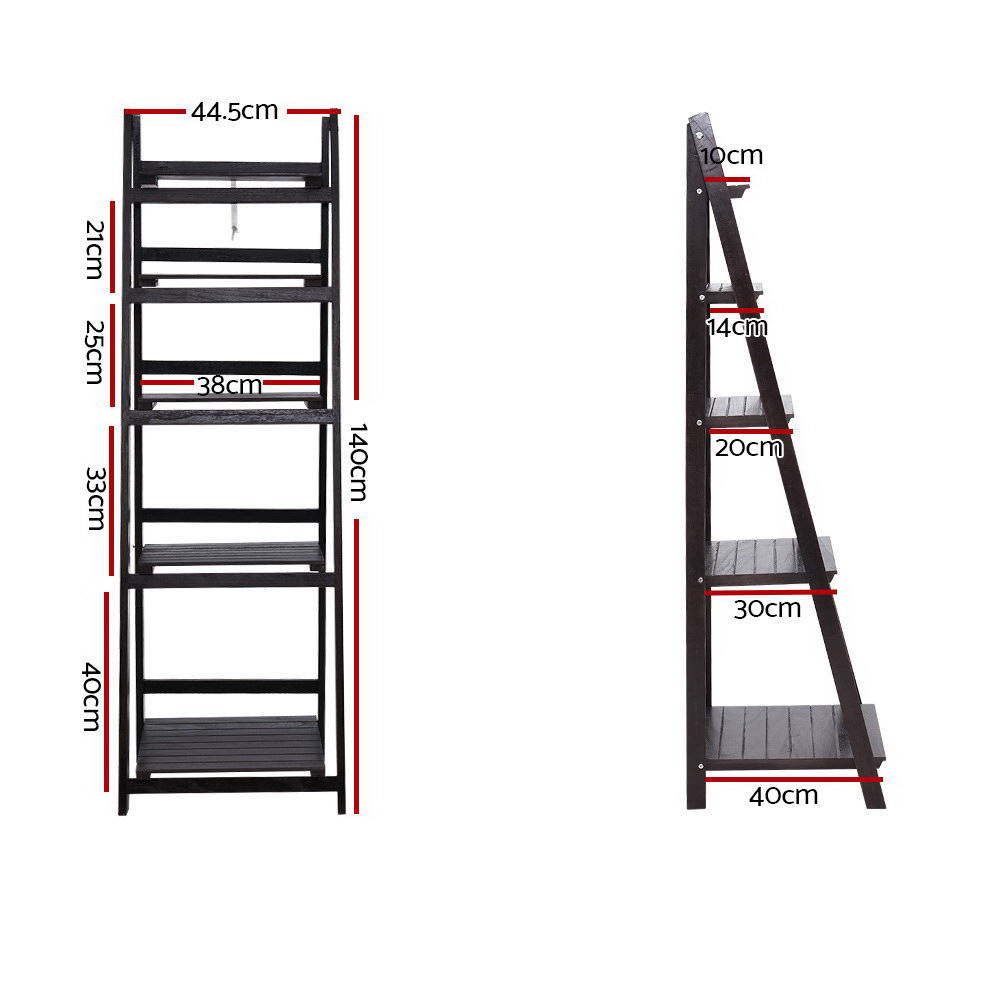 Artiss Bookshelf Corner Shelf 5 Tiers - ZANE Coffee-1