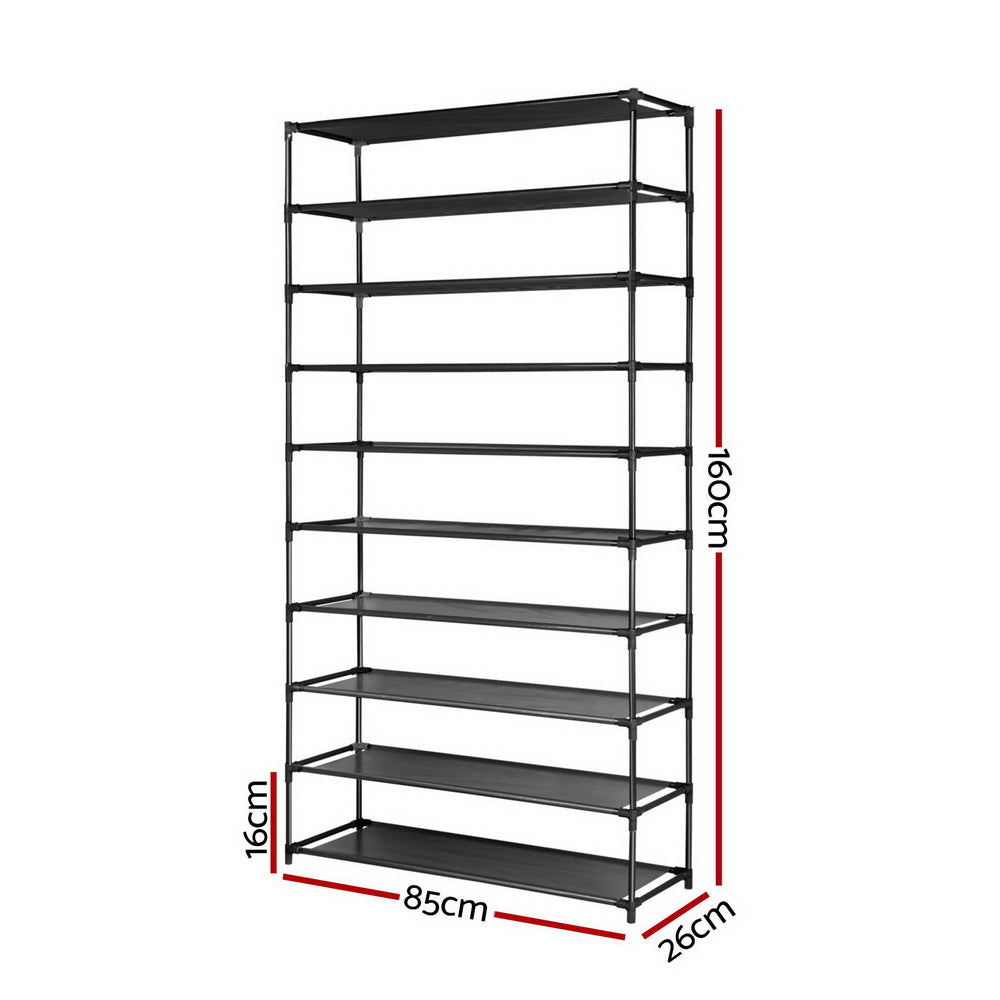 Artiss Shoe Rack Cabinet Stackable 50 Pairs 10-Tier Black-1