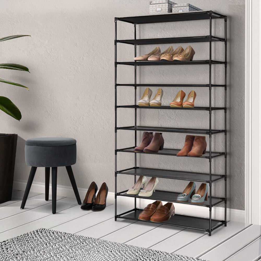 Artiss Shoe Rack Cabinet Stackable 50 Pairs 10-Tier Black-7