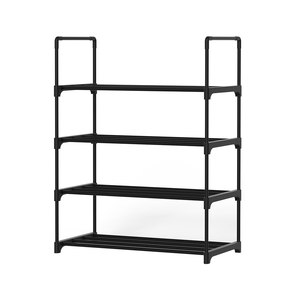 Artiss Shoe Rack Cabinet Stackable 4-tier 12 Pairs Black-0