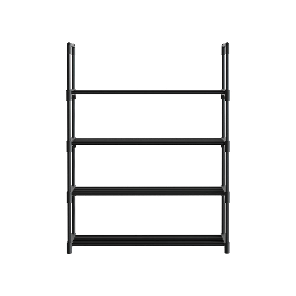 Artiss Shoe Rack Cabinet Stackable 4-tier 12 Pairs Black-2