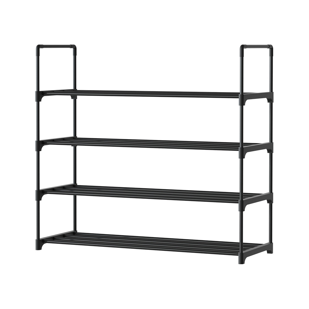 Artiss Shoe Rack 4-tier 16 Pairs Stackable Black-0