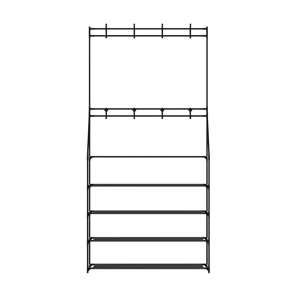 Artiss Shoe Rack Hall Tree 16 Pairs Black-2