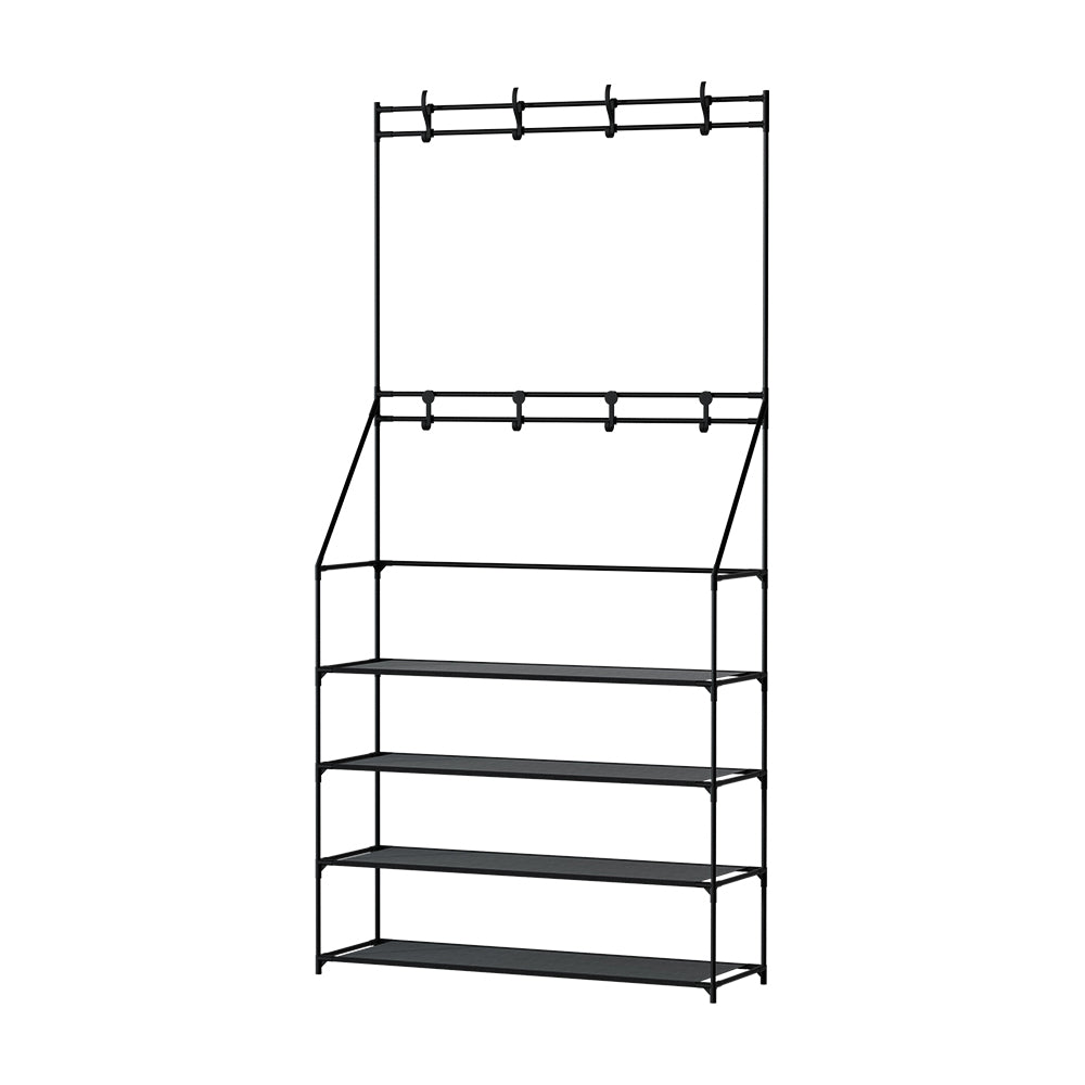 Artiss Shoe Rack Hall Tree 16 Pairs Black-0