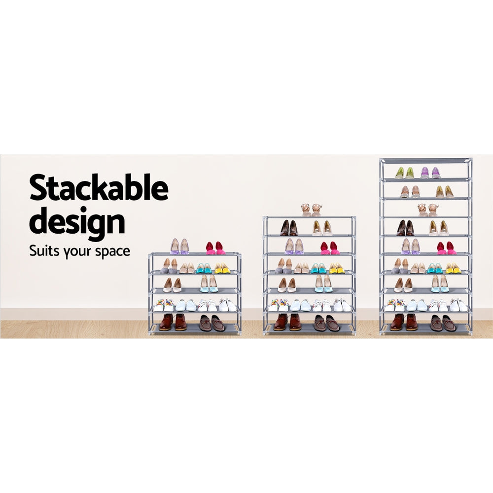 Artiss Shoe Rack Cabinet Stackable 10-Tier Grey-5