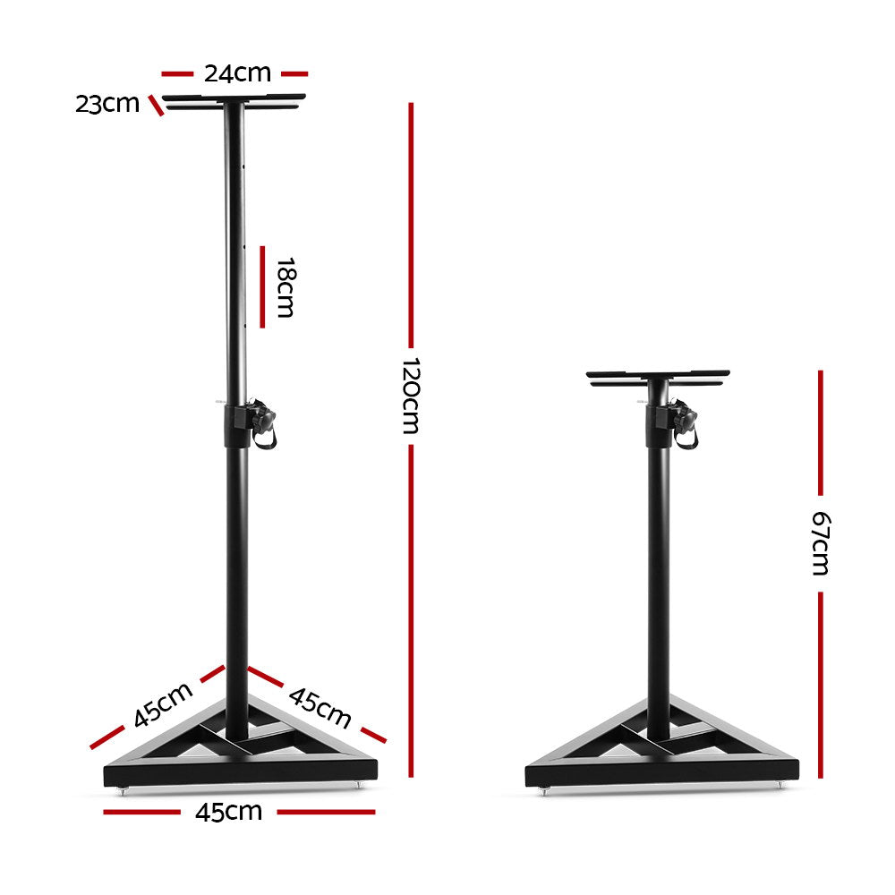 Alpha Speaker Stand 67-120cm Adjustable Height Surround Sound Studio Home 2pcs-1