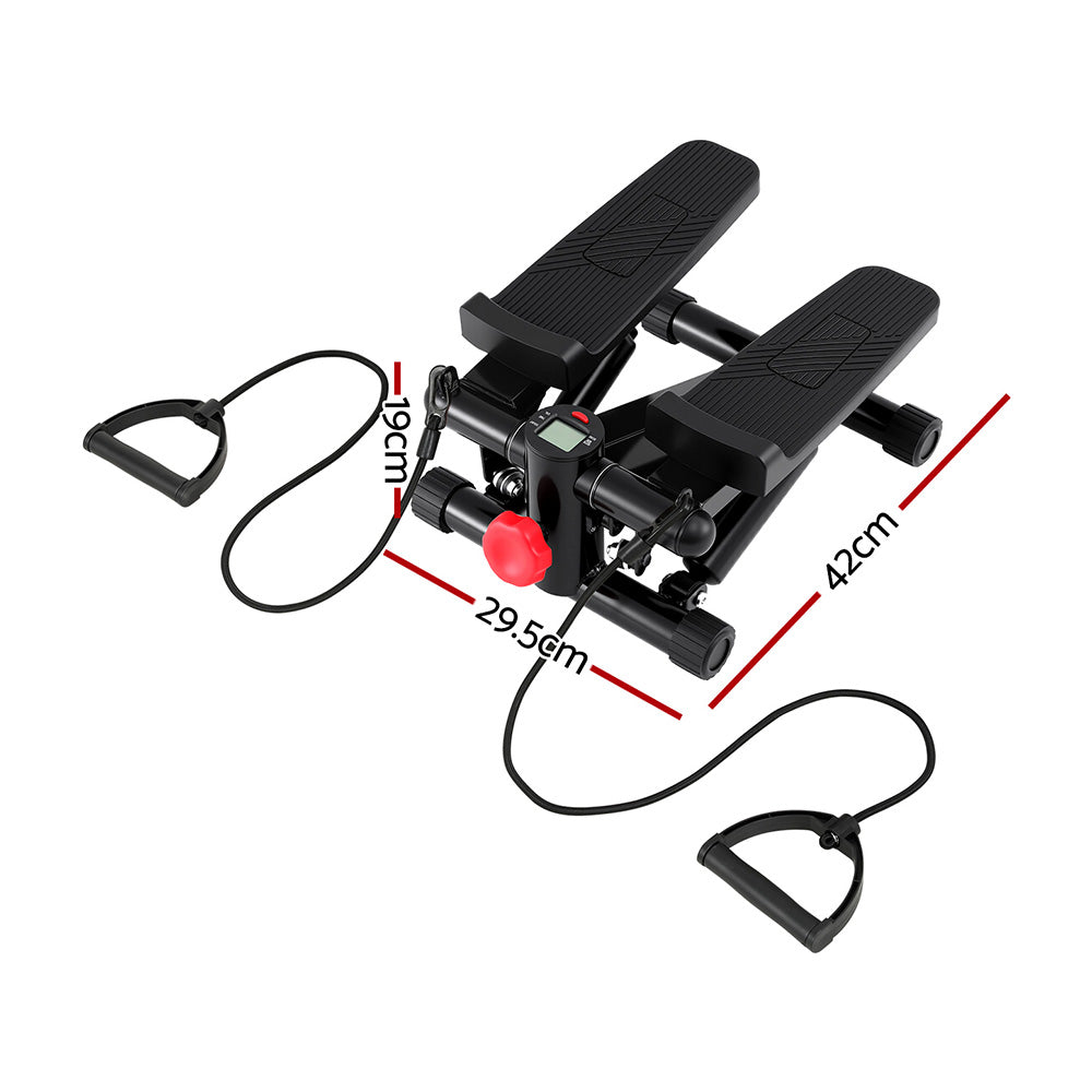 Everfit Mini Stepper with Resistance Rope Aerobic for Exercise Compact Home Workout Black-1