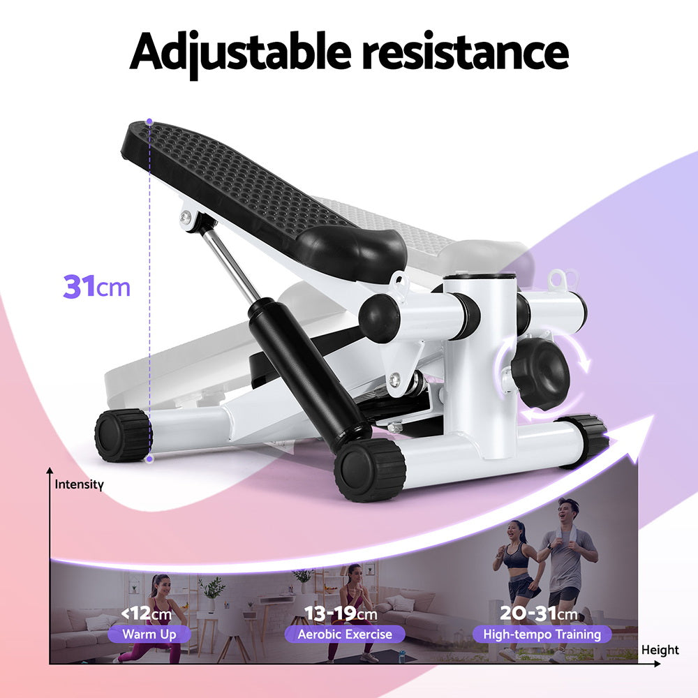 Everfit Mini Stepper with Resistance Rope Aerobic for Exercise Compact Home Workout White-3