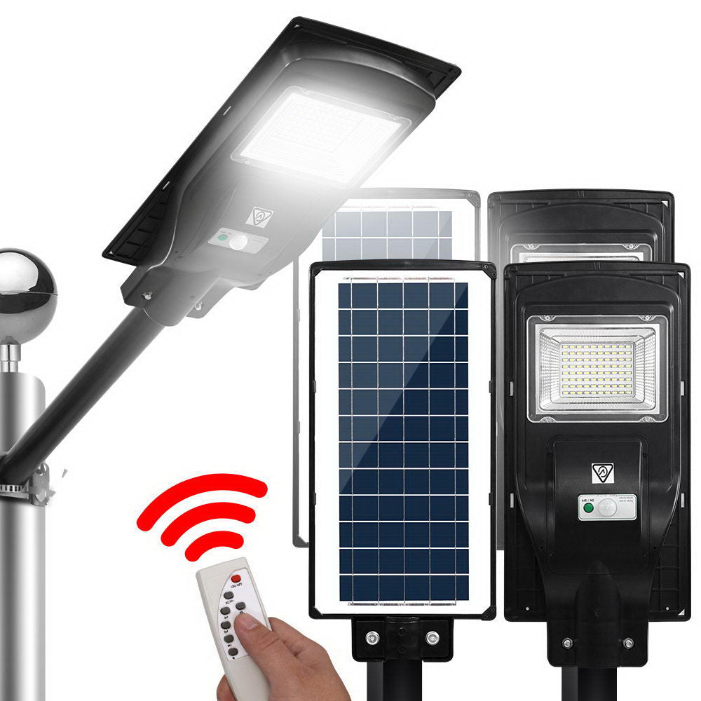 Leier 80 LED Solar Street Light 90W Flood Motion Sensor Remote Outdoor Wall Lamp x2-0