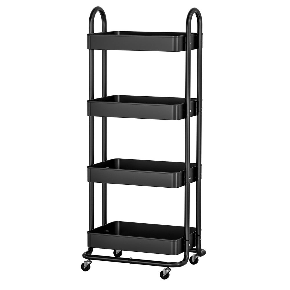 Artiss Storage Trolley Kitchen Cart 4 Tiers Black-0