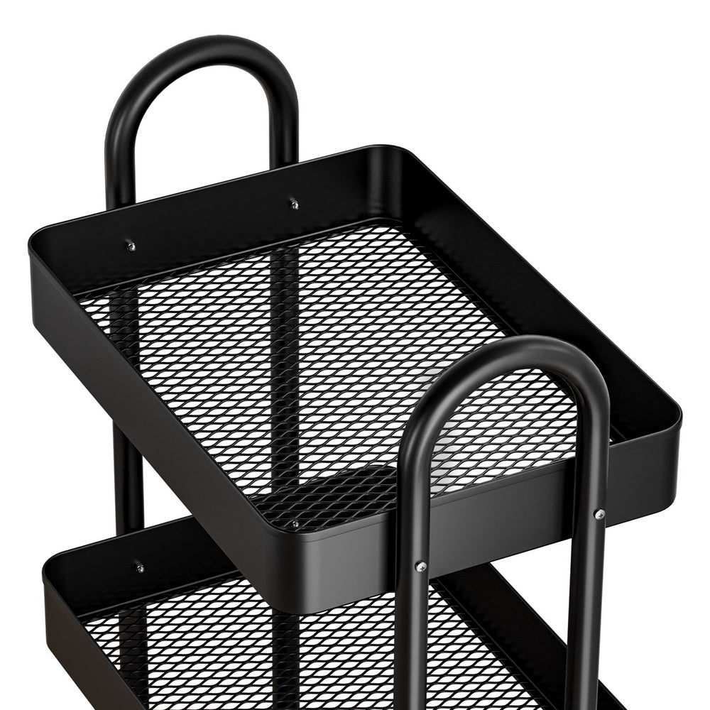 Artiss Storage Trolley Kitchen Cart 4 Tiers Black-2
