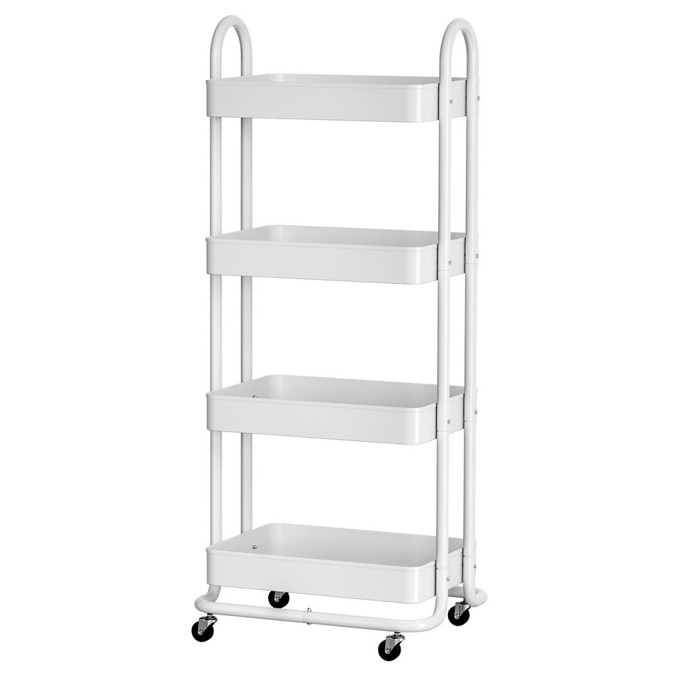 Artiss Storage Trolley Kitchen Cart 4 Tiers White-0