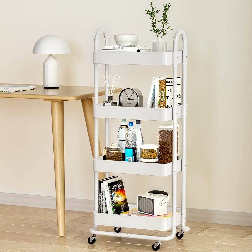 Artiss Storage Trolley Kitchen Cart 4 Tiers White-6