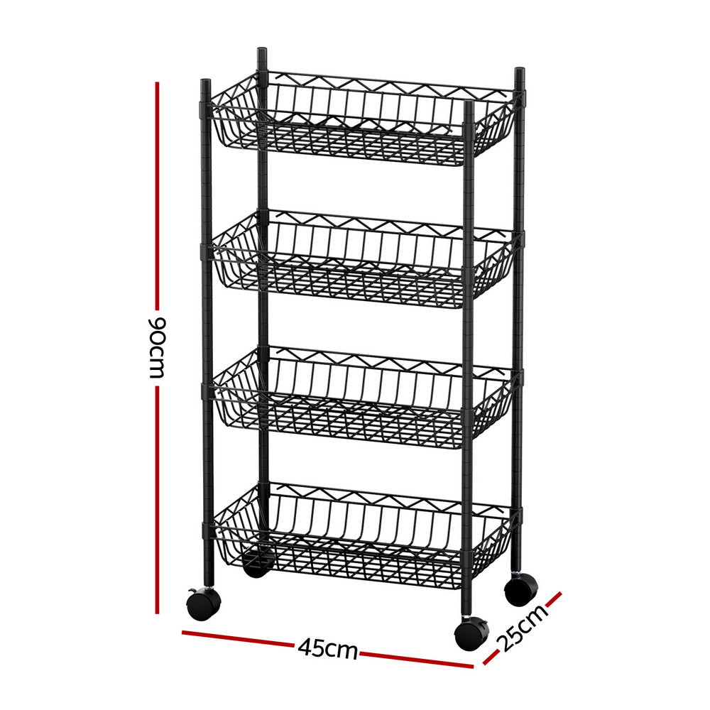 Artiss 4-Tier Shelving Unit Adjustable Garage Storage Kitchen Rack With Wheels-2