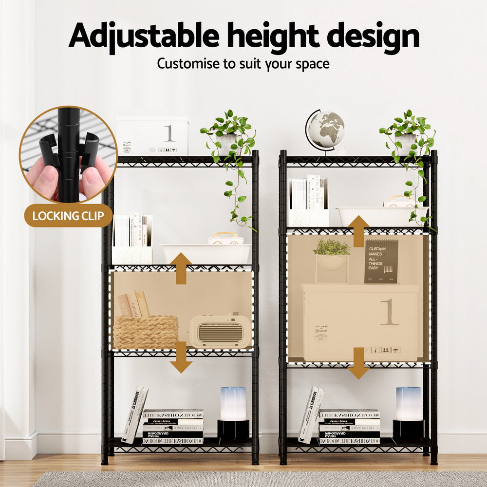 Artiss 4-Tier Shelving Unit Adjustable Garage Storage Shelves Kitchen Rack Steel-6