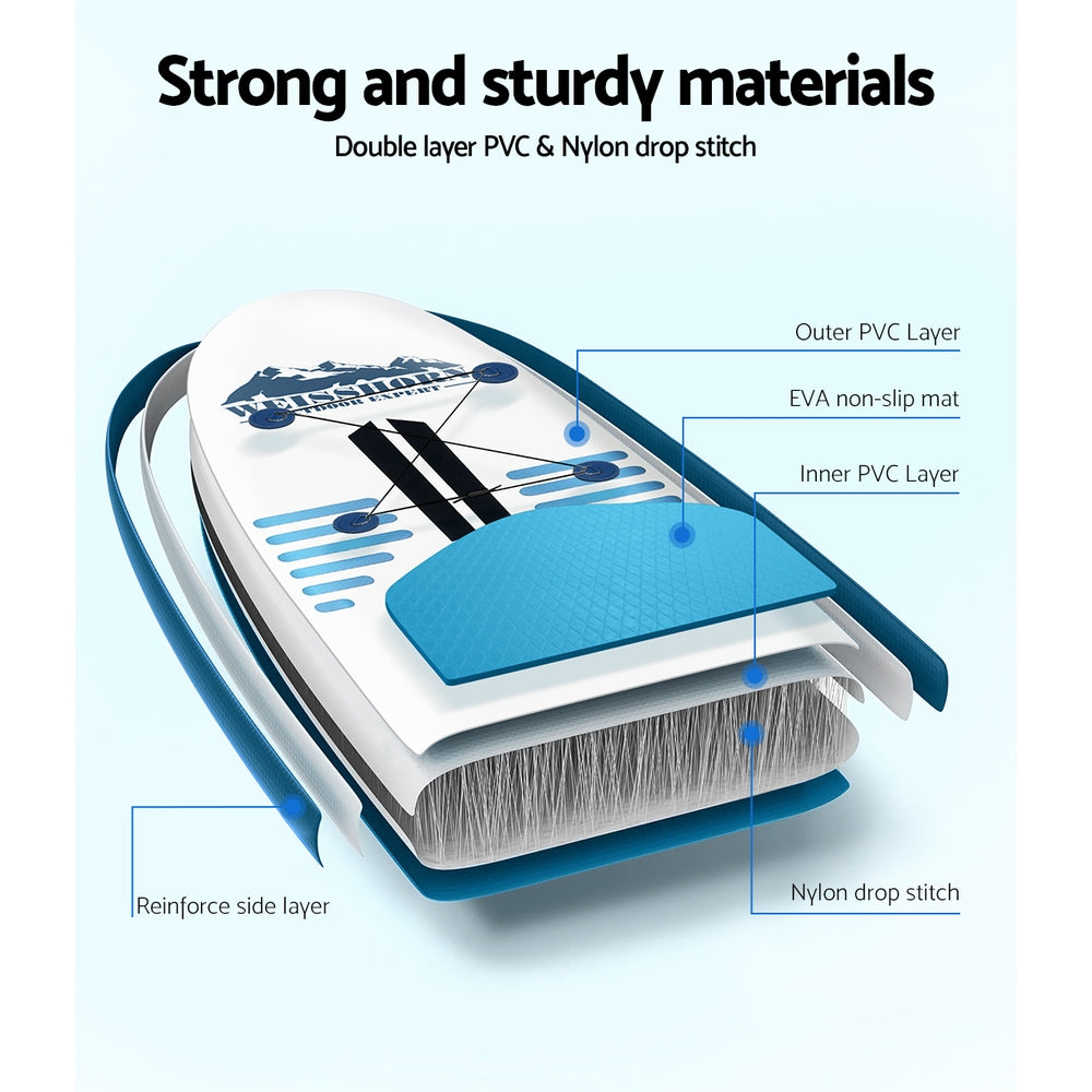 Weisshorn Stand Up Paddle Board 10.6ft Inflatable SUP Surfboard Paddleboard Kayak Surf Blue-5