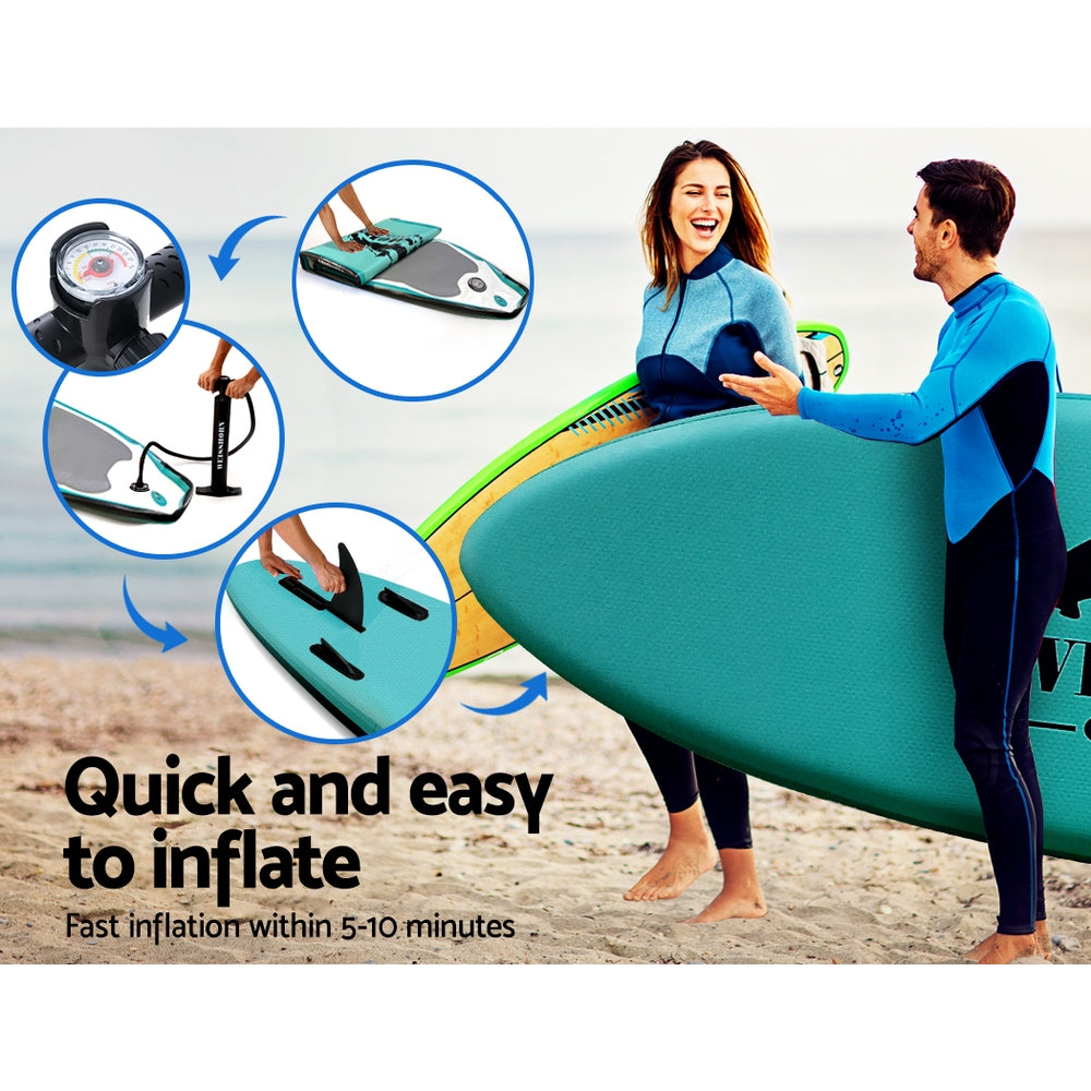 Weisshorn Stand Up Paddle Board 10.6ft Inflatable SUP Surfboard Paddleboard Kayak Surf Green-6