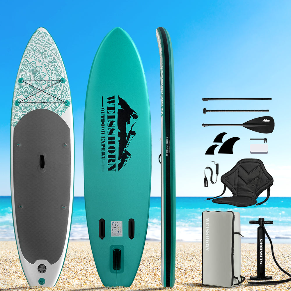 Weisshorn Stand Up Paddle Board 10.6ft Inflatable SUP Surfboard Paddleboard Kayak Surf Green-7
