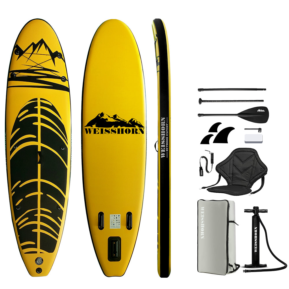 Weisshorn Stand Up Paddle Board 10.6ft Inflatable SUP Surfboard Paddleboard Kayak Surf Yellow-2
