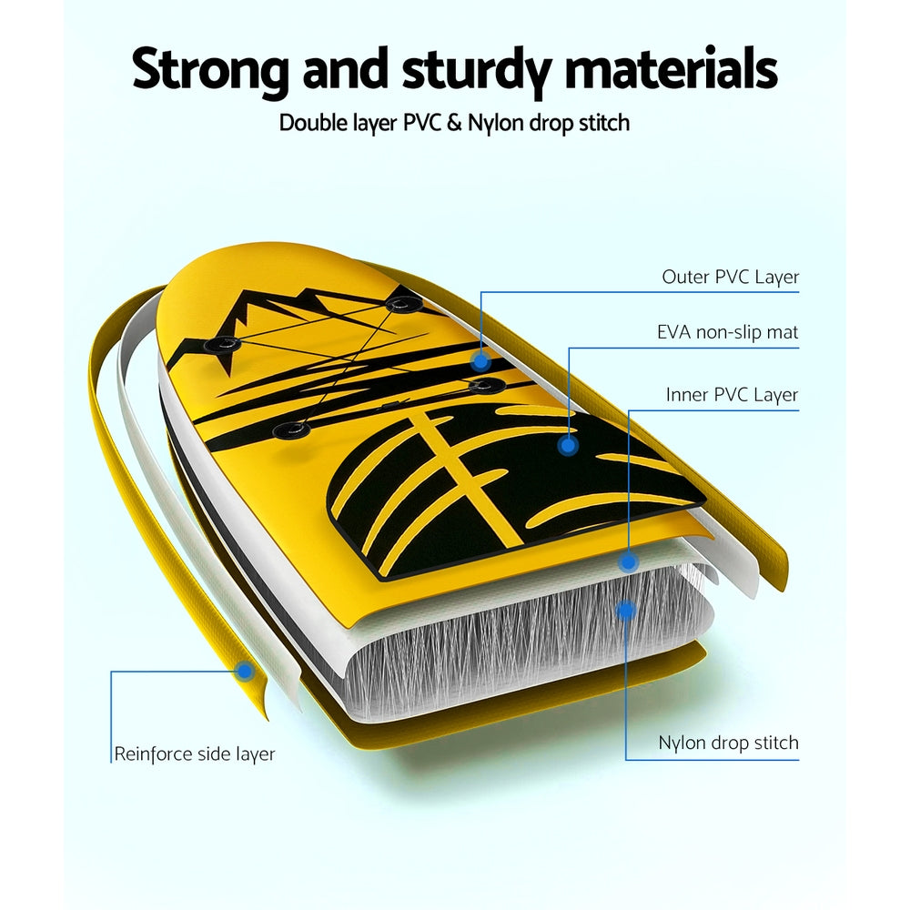 Weisshorn Stand Up Paddle Board 10.6ft Inflatable SUP Surfboard Paddleboard Kayak Surf Yellow-5