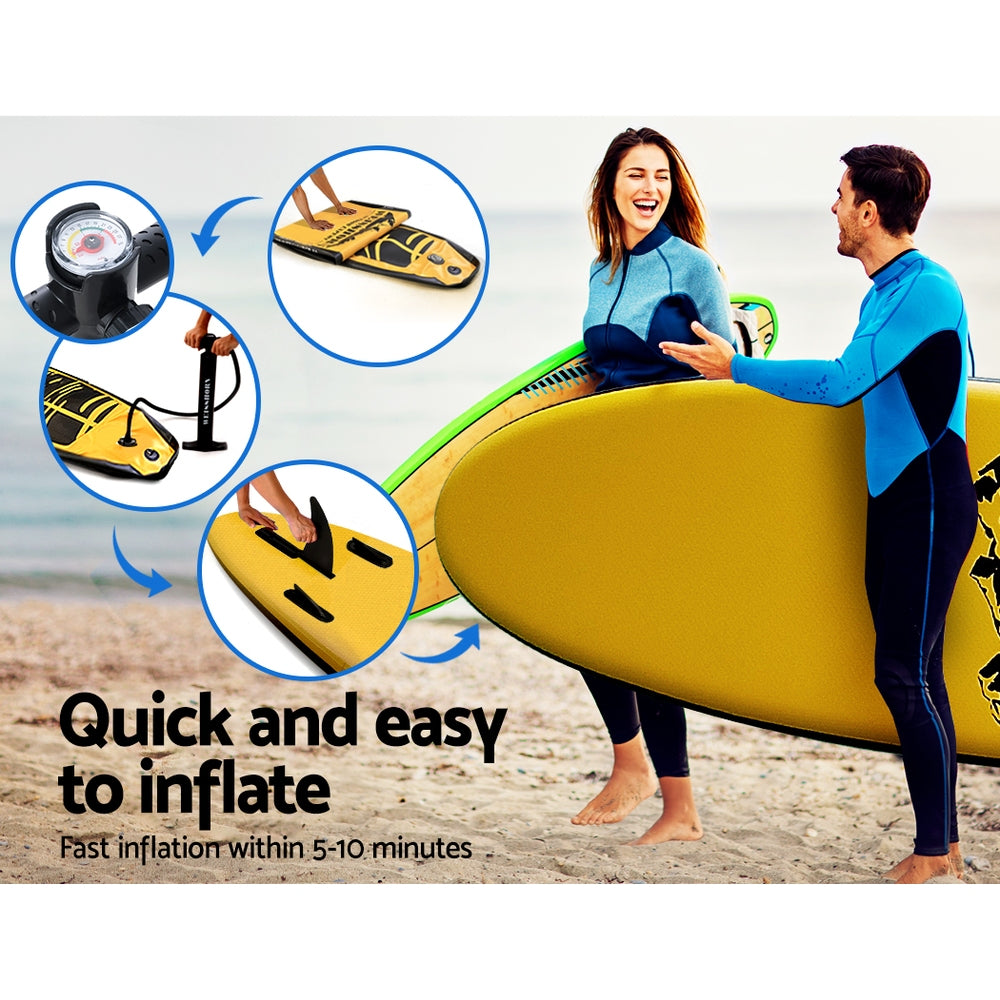 Weisshorn Stand Up Paddle Board 10.6ft Inflatable SUP Surfboard Paddleboard Kayak Surf Yellow-6