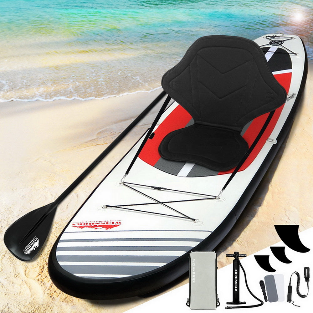 Weisshorn Stand Up Paddle Board 11ft Inflatable SUP Surfboard Paddleboard Kayak Surf Black-7