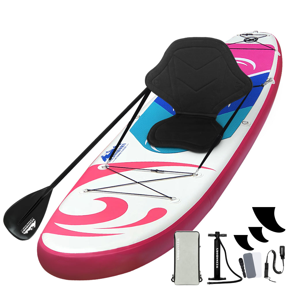 Weisshorn Stand Up Paddle Board 11ft Inflatable SUP Surfboard Paddleboard Kayak Surf Pink-0
