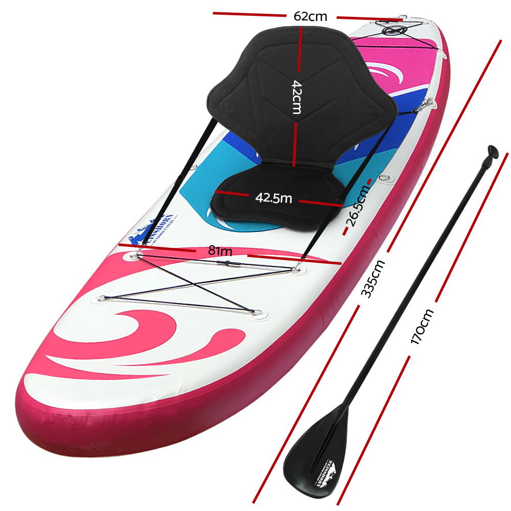 Weisshorn Stand Up Paddle Board 11ft Inflatable SUP Surfboard Paddleboard Kayak Surf Pink-1