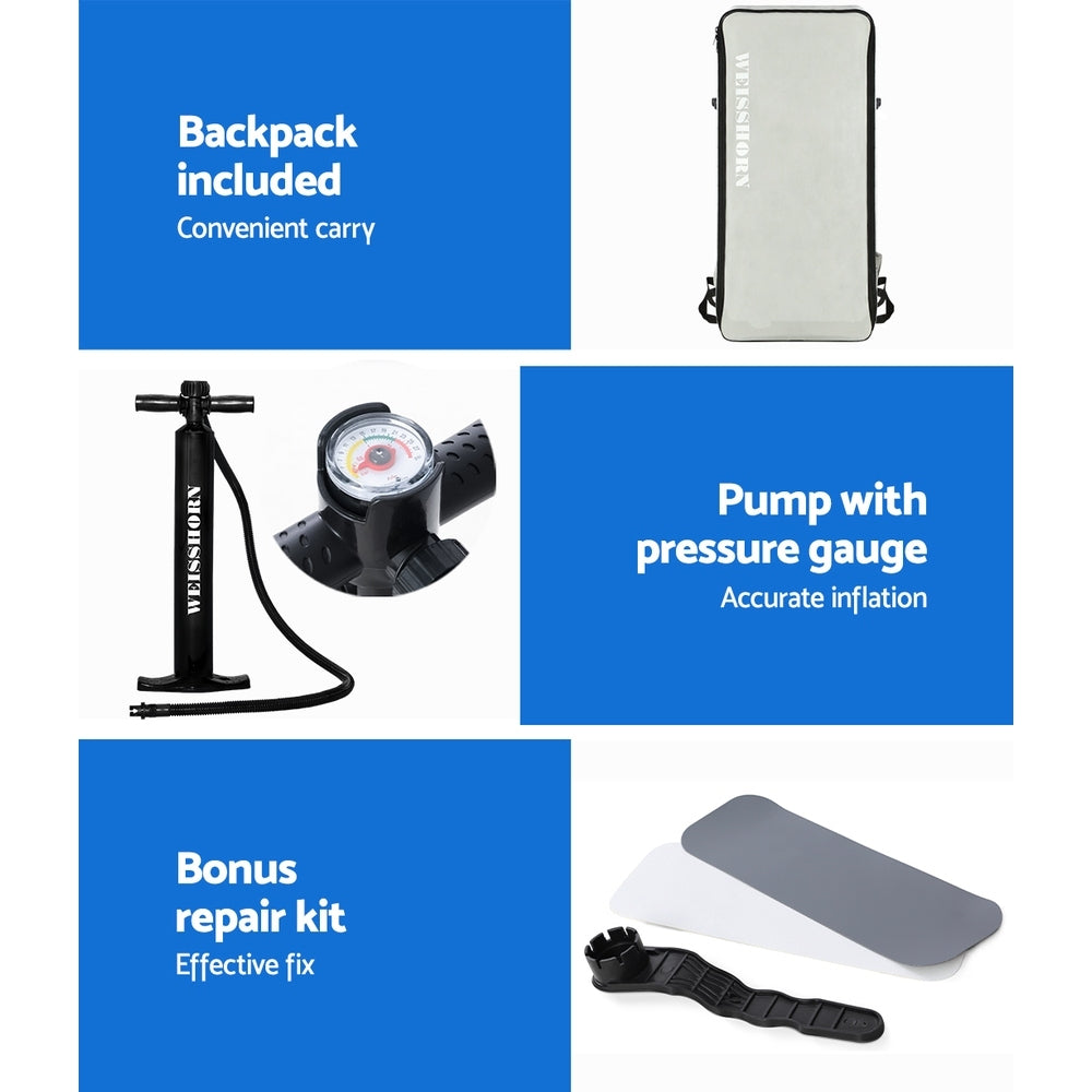 Weisshorn Stand Up Paddle Board 11ft Inflatable SUP Surfboard Paddleboard Kayak Surf Red-6