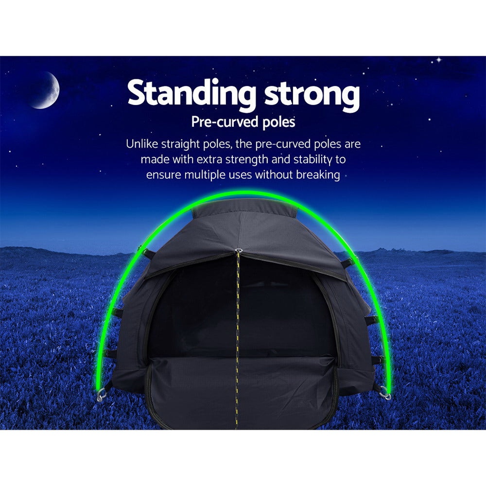 Weisshorn Camping Swag Single Biker Tent Free Standing Canvas Ripstop Grey-3