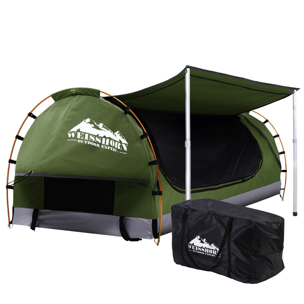 Weisshorn Double Swag Camping Swags Canvas Free Standing Dome Tent Celadon-0