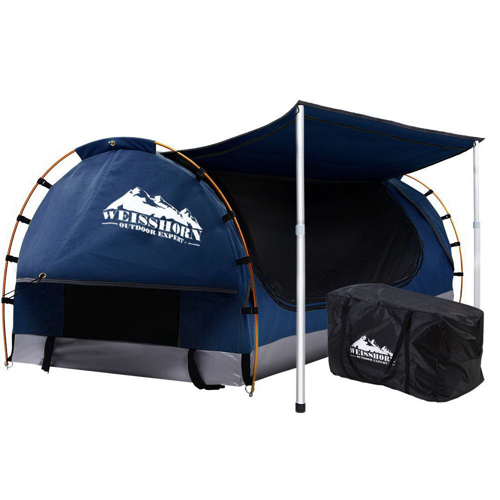 Weisshorn Double Swag Camping Swags Canvas Free Standing Dome Tent Dark Blue-0