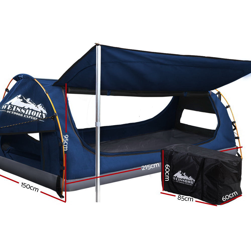Weisshorn Double Swag Camping Swags Canvas Free Standing Dome Tent Dark Blue-1