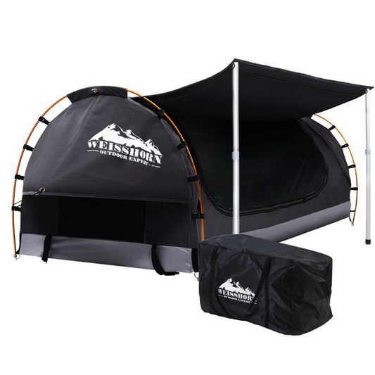 Weisshorn Double Swag Camping Swags Canvas Free Standing Dome Tent Dark Grey-0