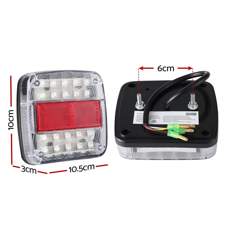 Giantz Pair 26 LED Tail Lights Stop Reverse Indicator 12V Ute Trailer Truck-2