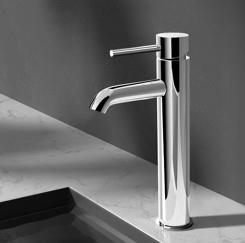 Cefito Bathroom Basin Mixer Tap Round Tall Faucet Vanity Laundry Chrome-7