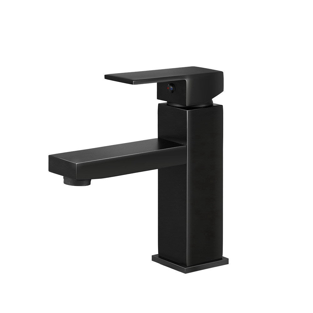 Cefito Bathroom Basin Mixer Tap Square Faucet Vanity Laundry Black-0