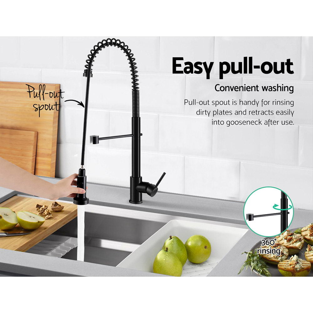 Cefito Kitchen Mixer Tap Pull Down 2 Modes Sink Faucet Basin Laundry Black-4