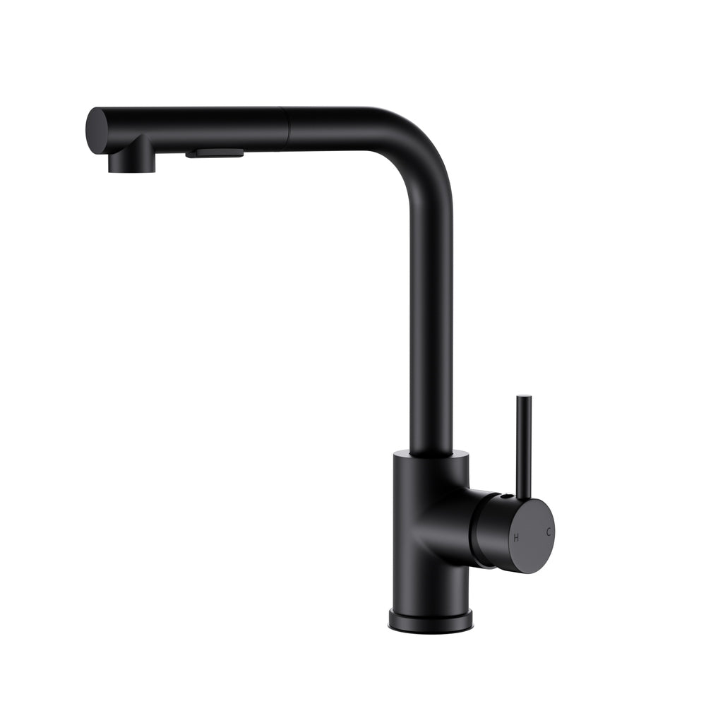 Kitchen Mixer Tap Pull Out Rectangle 2 Mode Sink Basin Faucet Swivel WELS Black-0